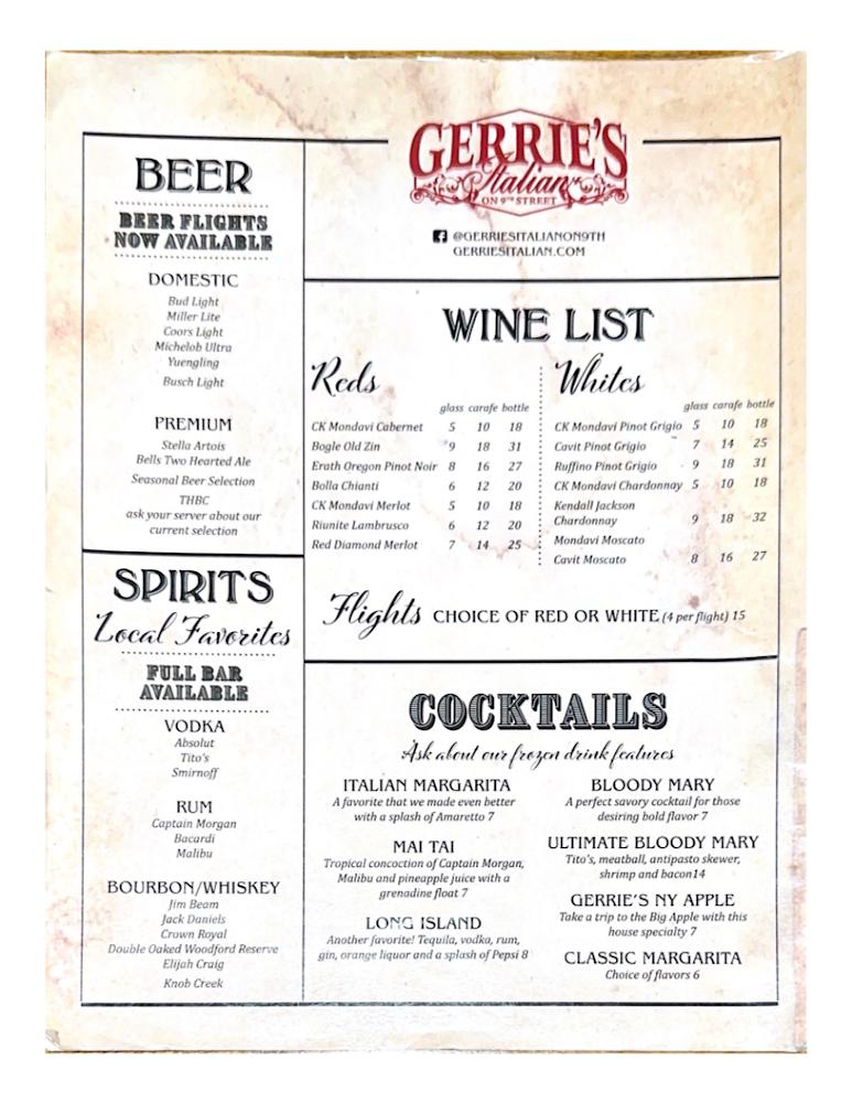 Gerrie's Italian on 9th Street Menu image 2