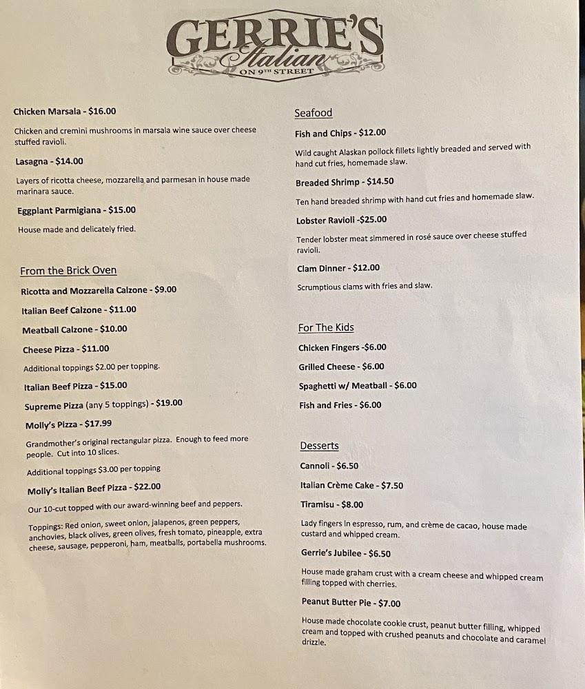 Gerrie's Italian on 9th Street Menu image 3